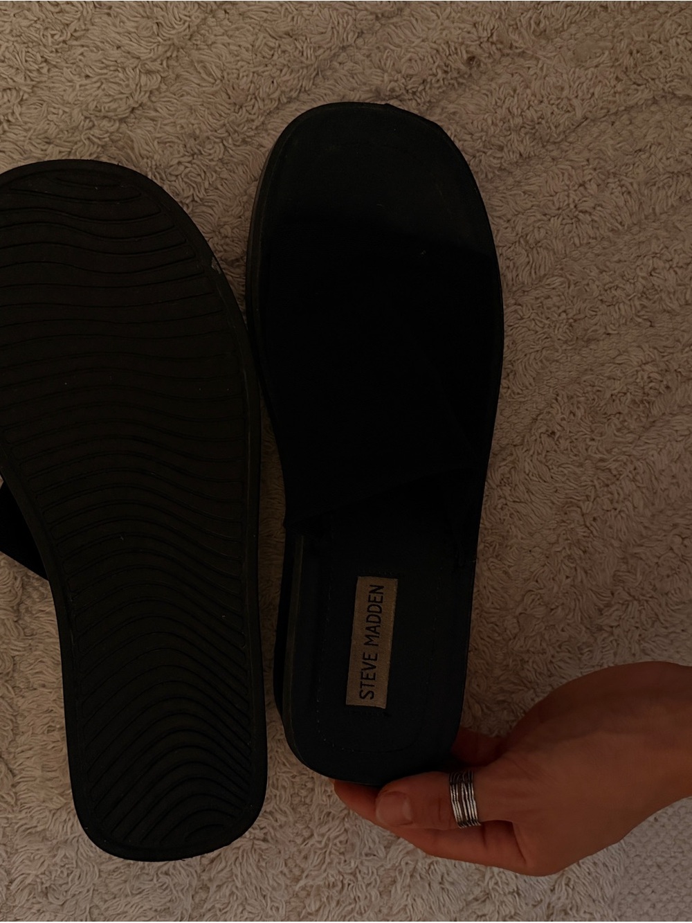 Steve Madden Black Slide Mules
